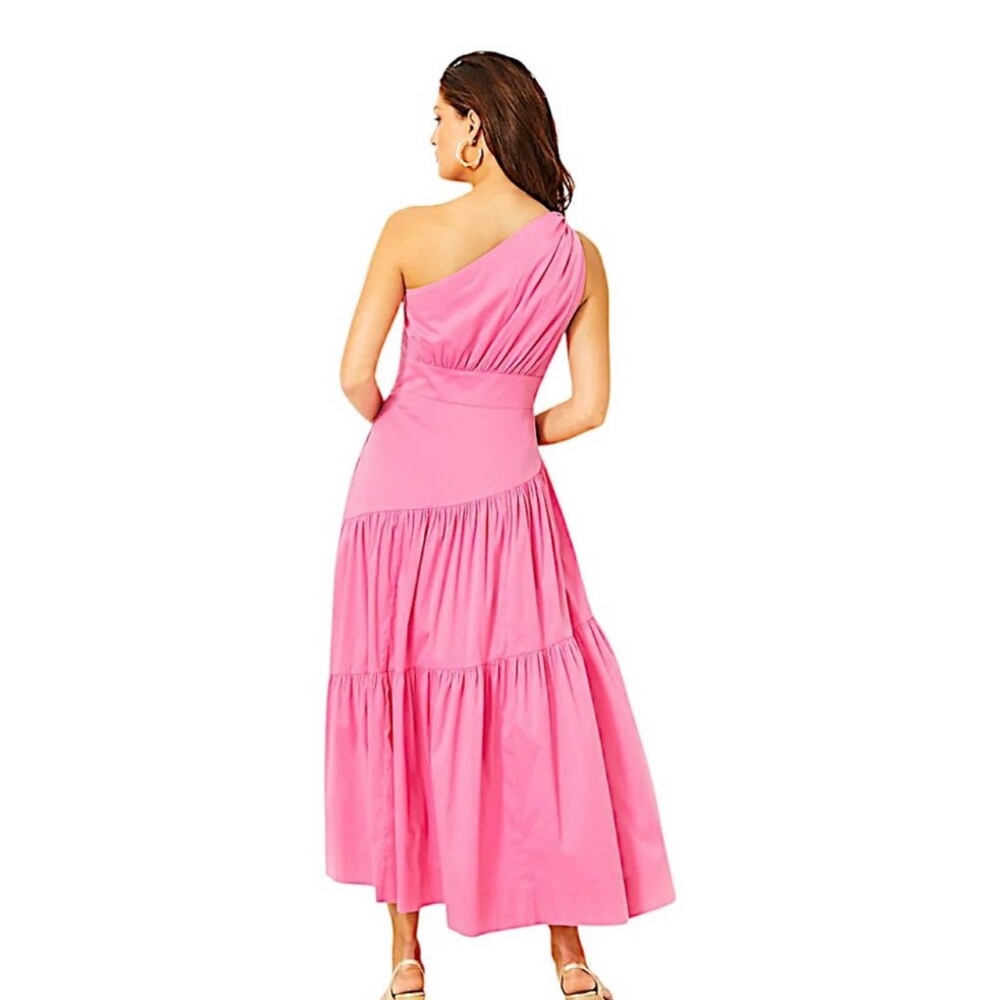 Lilly Pulitzer Lucilyn One Shoulder Midi Dress Confetti Pink Retails $278 Boho - Picture 4 of 12